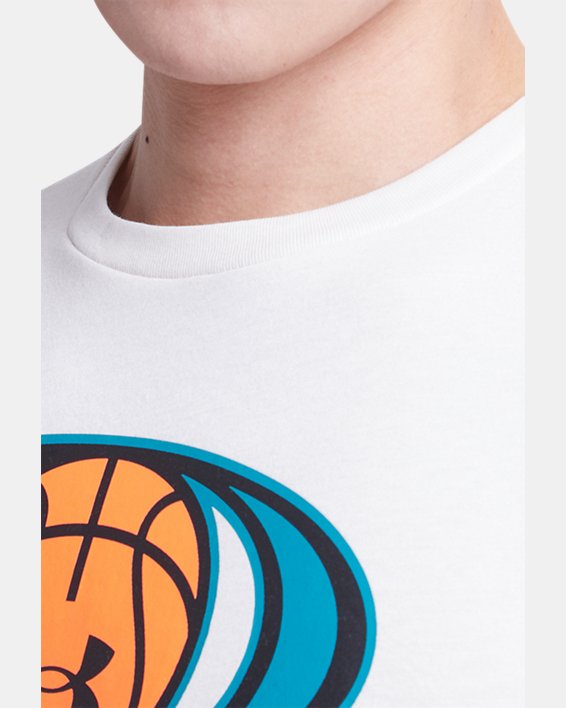 Men's UA Basketball Logo Short Sleeve in Brown image number 5